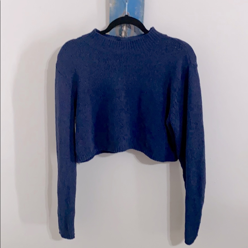 Blue Sweater Half Crop
